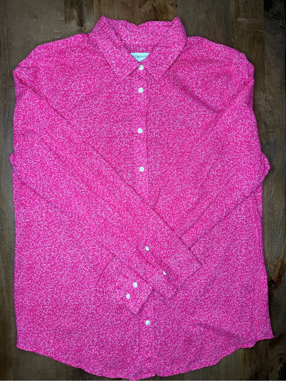 Liz Claiborne Women's Pink Button-Up Cotton Shirt